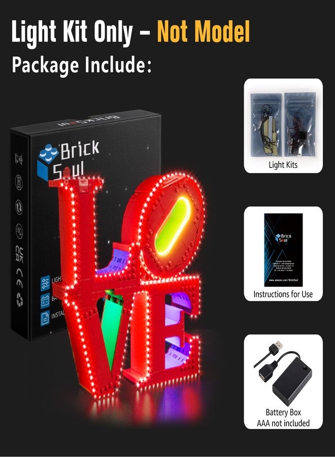 BrickSoul Light Up Kit Compatible with Lego Art Love 31214 Building Set | Upgrade Design Lighting Accessories | Cable-Hiding Tech for Display, Gift Ideas for Valentine's Day (31214 Set NOT Included) - Image 2